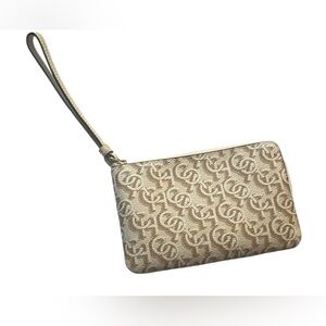 Coach Tan and Cream Monogram Wristlet CF548🔥